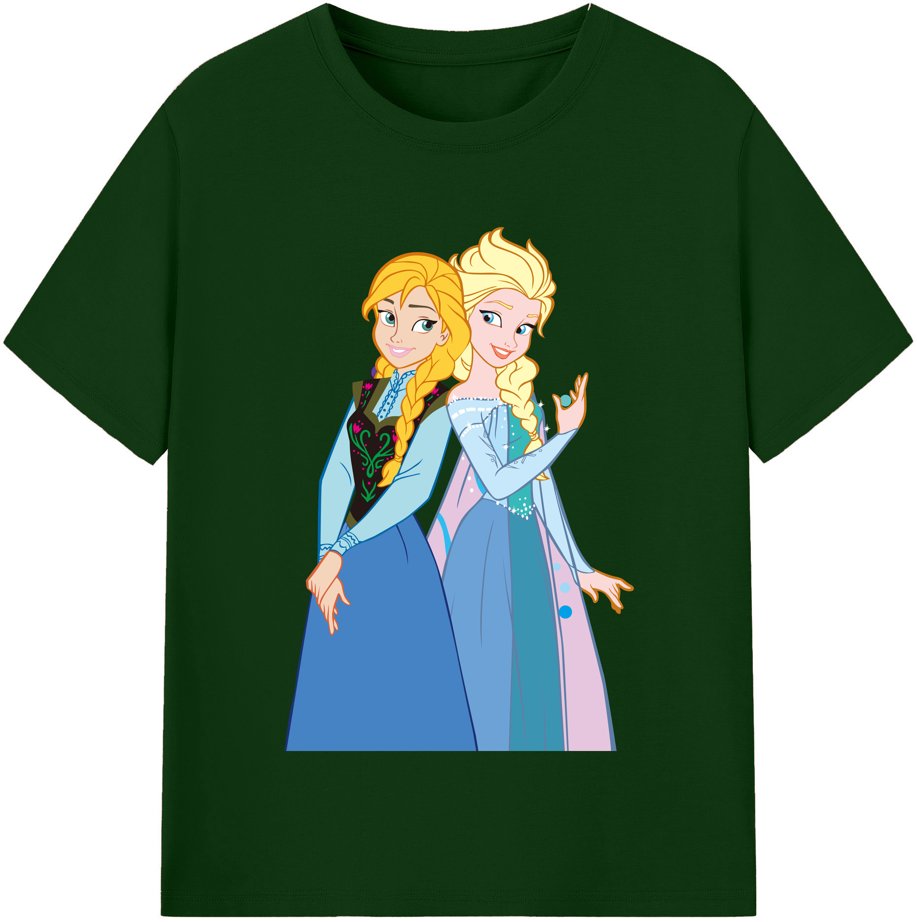 （画像用） アナと雪の女王 アンナ エルサ Frozen Anna Elsa 綿100％半袖Tシャツ（フロントプリント）